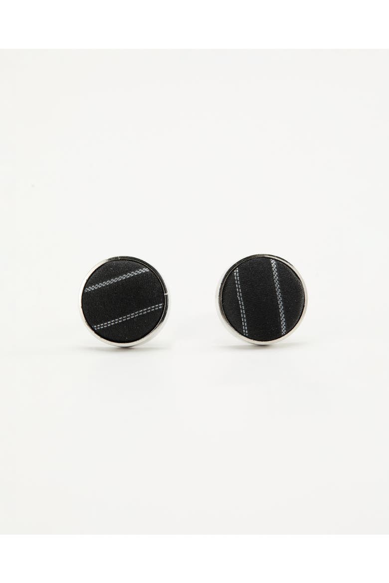 Pinstripe Silk Cufflinks, Main, color, Black