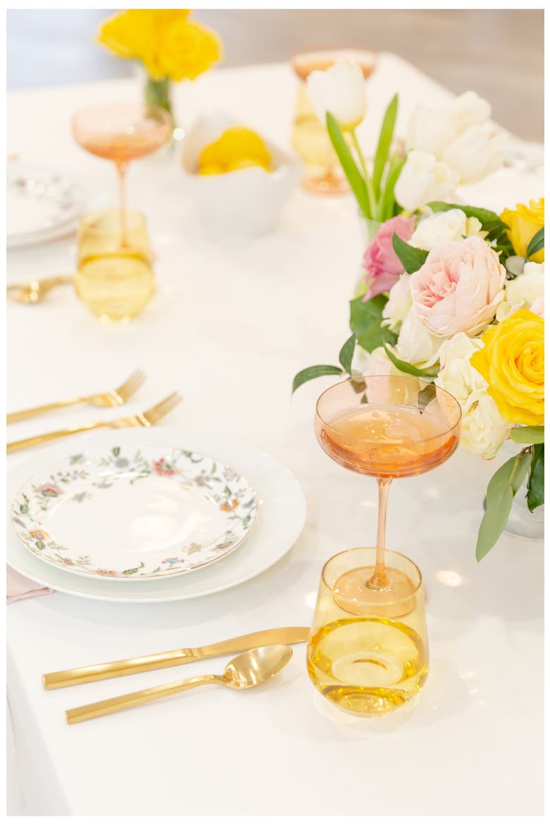 Set of 6 Stem Coupes, Alternate, color, ROSE