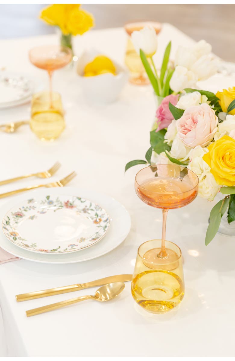 Estelle Colored Glass Set of 6 Stem Coupes, Alternate, color, Lavender