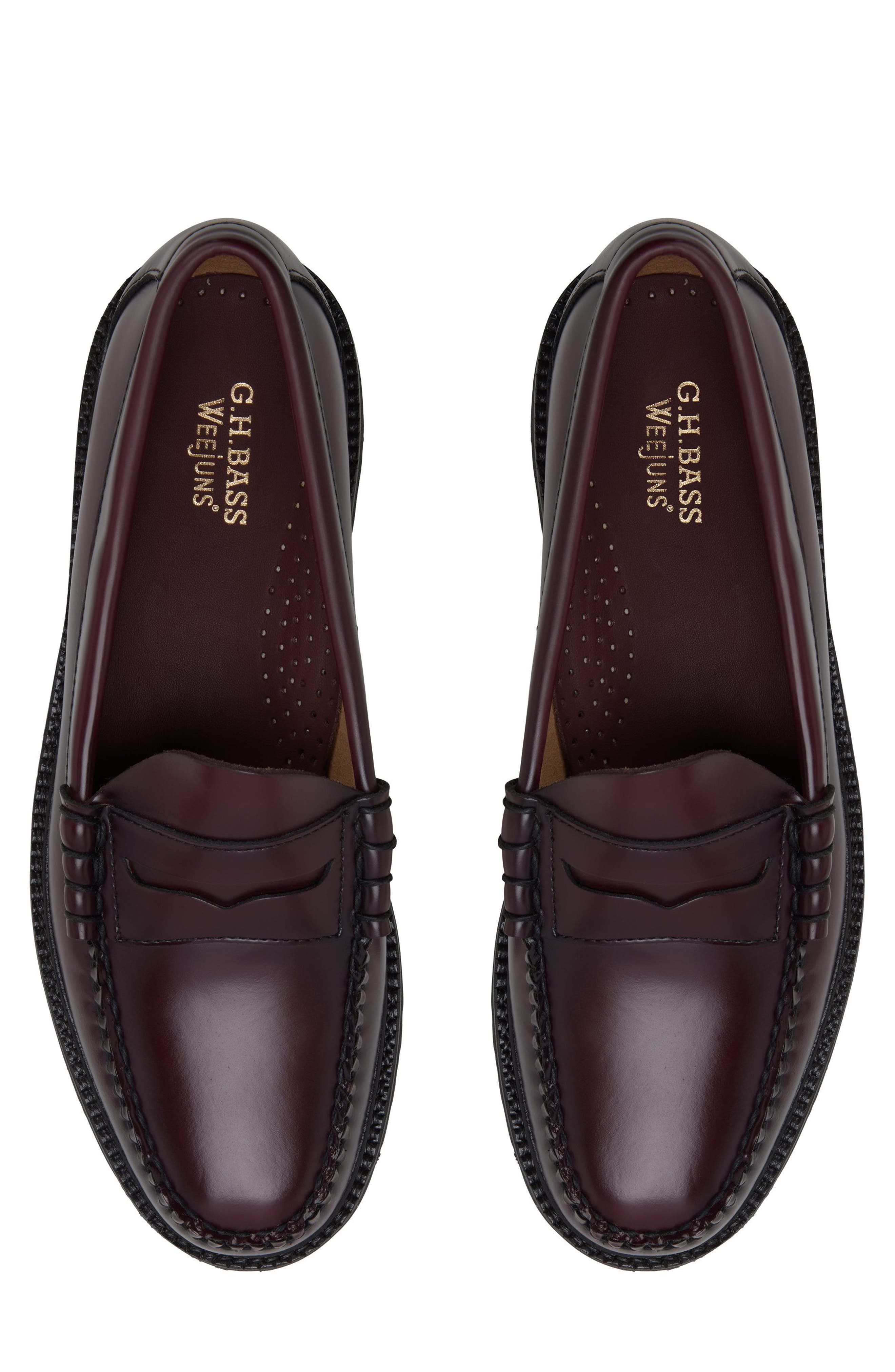 Layton Leather Penny Loafer, Alternate, color, WINE
