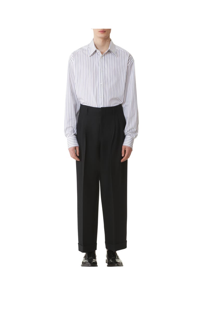 Lanvin Oversized Striped Cotton Poplin Shirt, Alternate, color, White/Black Navy