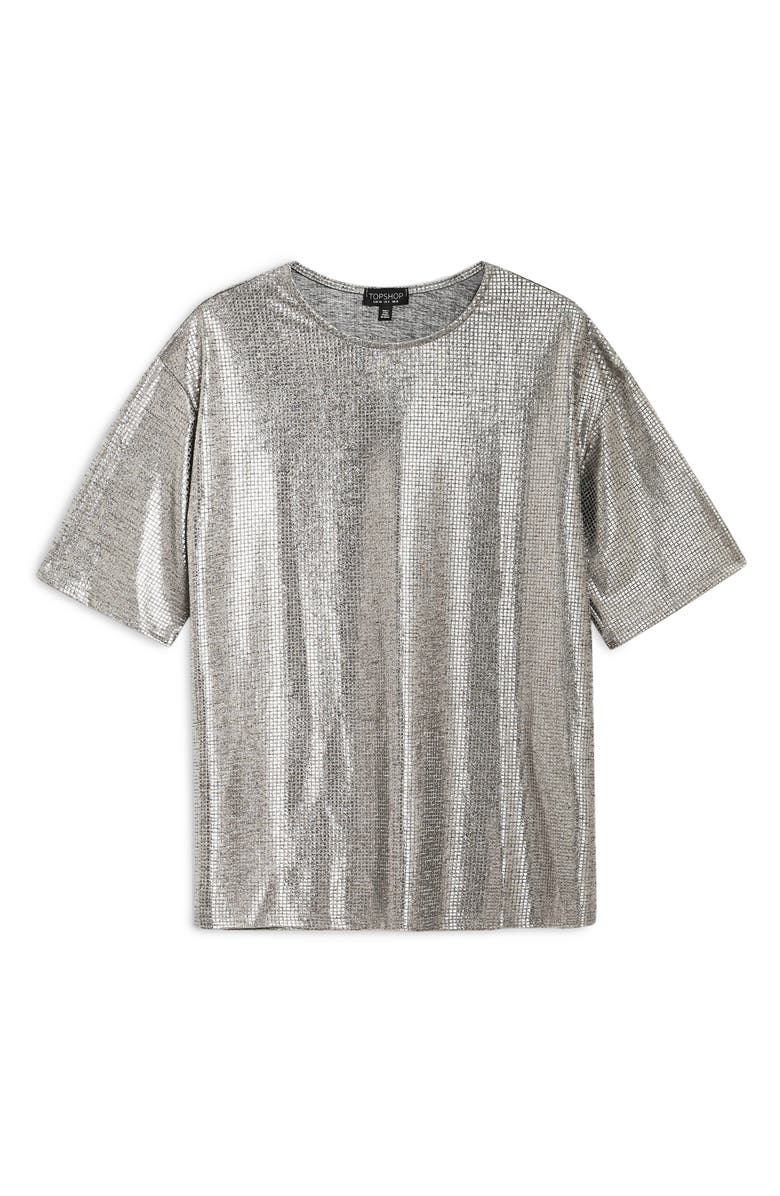 Topshop Oversized Foil Tee, Alternate, color,