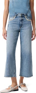 rag & bone Andi Embellished High Waist Ankle Wide Leg Jeans