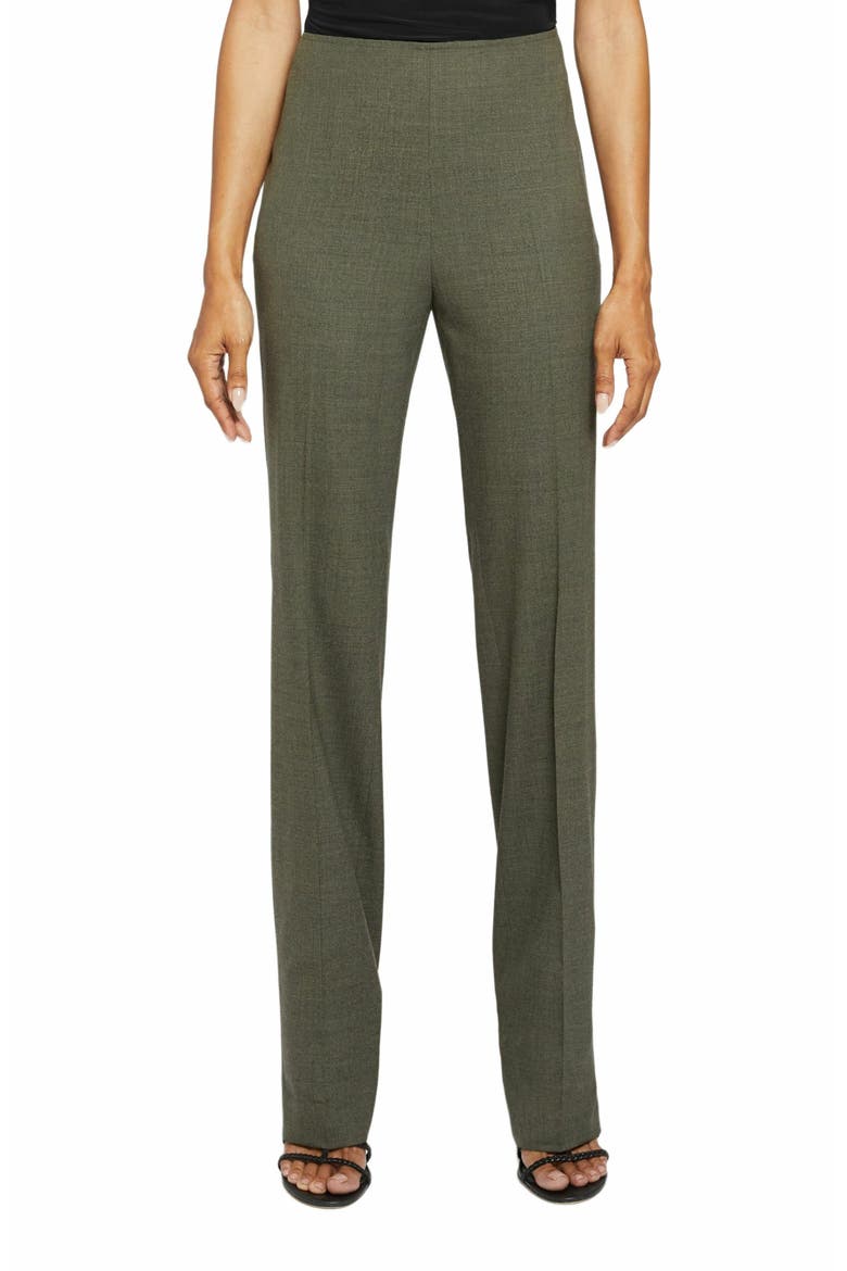 SOFIA Straight Leg Pant with Side Zip in Virgin Wool Stretch, Alternate, color, DEEP SAGE