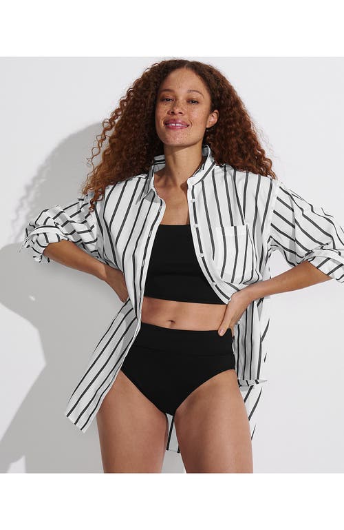 Lands' End Chlorine Resistant Pinchless High Waisted Bikini Bottoms In Black