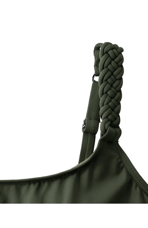 Lands' End Macrame Tankini Top In Rich Olive Green