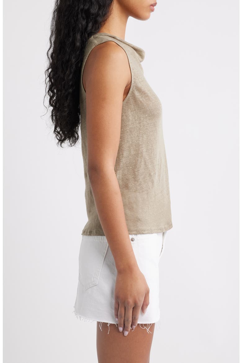 Cowl Neck Linen Tank, Alternate, color, KHAKI