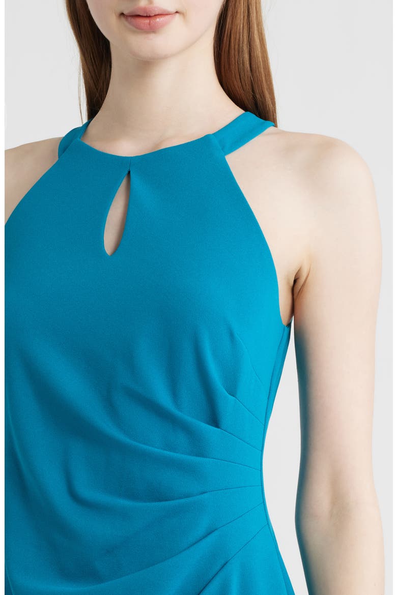 Side Pleat Asymmetric Dress, Alternate, color, INK TEAL