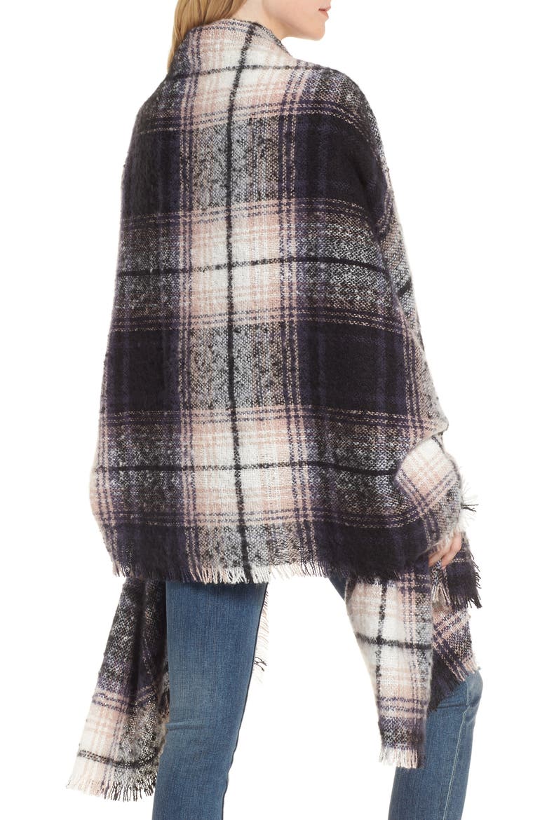 Tartan Blanket Wrap, Alternate, color, BLACK COMBO