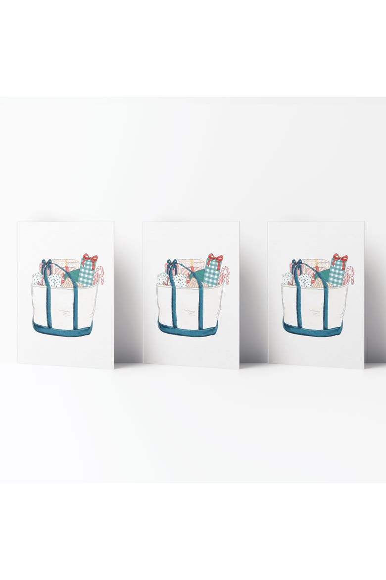 Winter/Holiday Greeting Card Pack Sets (3 ct) Tote with Presents, Main, color, Multi-Pack