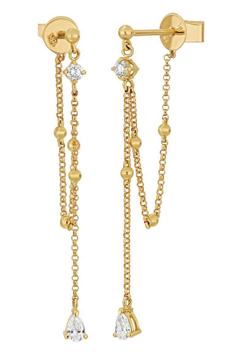 Mykonos Diamond Bead Chain Drop Earrings, Main, color, 18K YELLOW GOLD