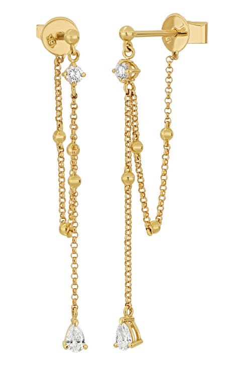 Mykonos Diamond Bead Chain Drop Earrings