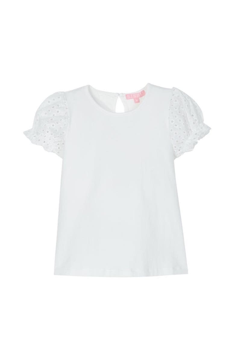 BISBY Kids' Contrast Sleeve Tee, Alternate, color, White Eyelet
