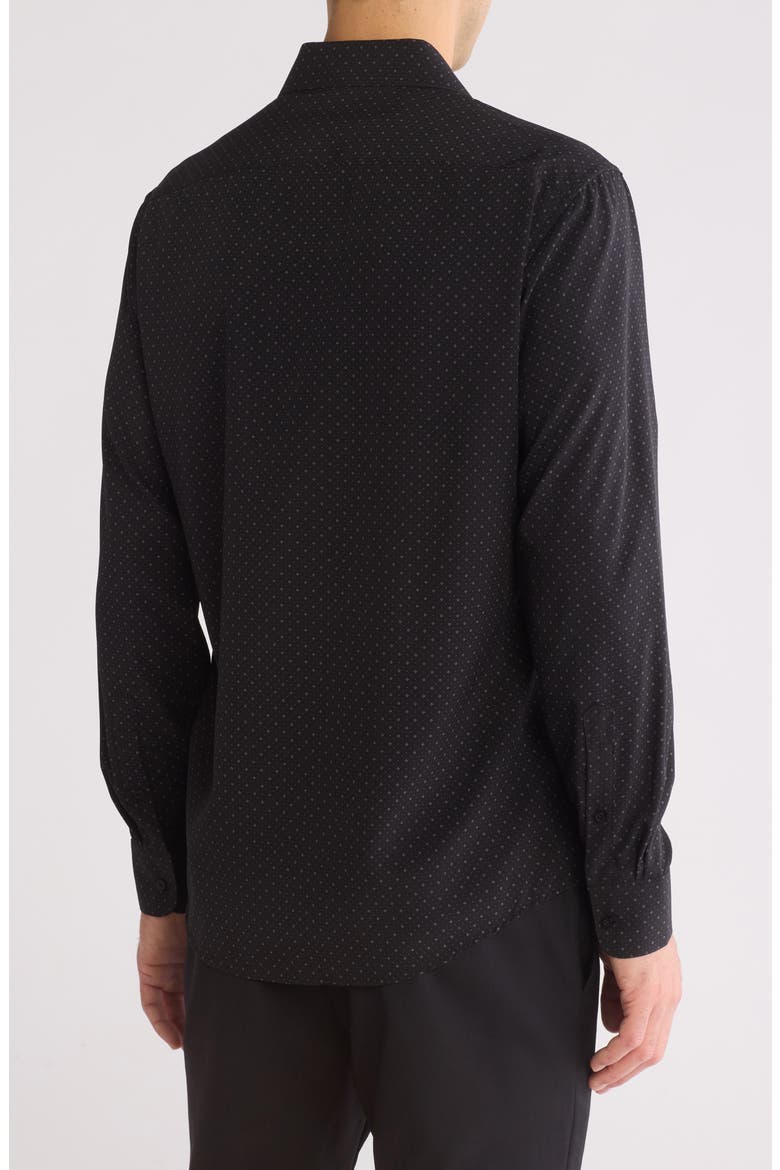 Slim Fit Dot Print Stretch Button-Up Shirt, Alternate, color, BLACK/ WHITE