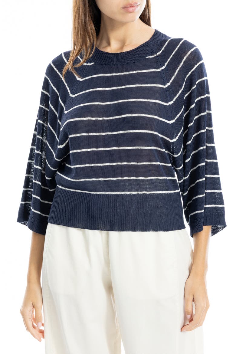 Stripe Raglan Sleeve Sweater, Alternate, color, NAVY/ IVORY STRIPE