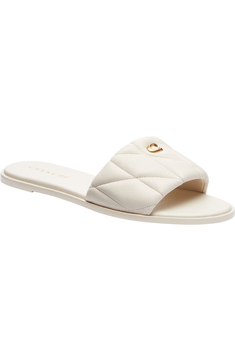 COACH Holly Quilted Slide Sandal, Main, color, Chalk