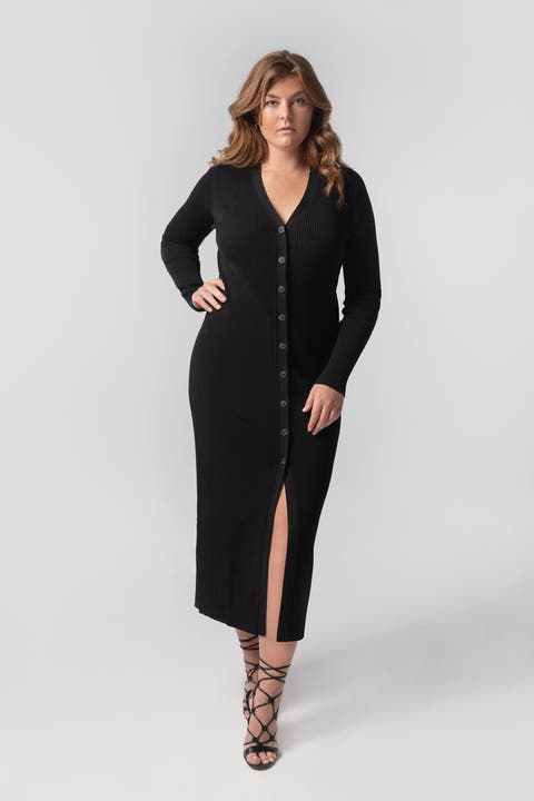 The Long Sleeve Sweater Duster Midi Dress