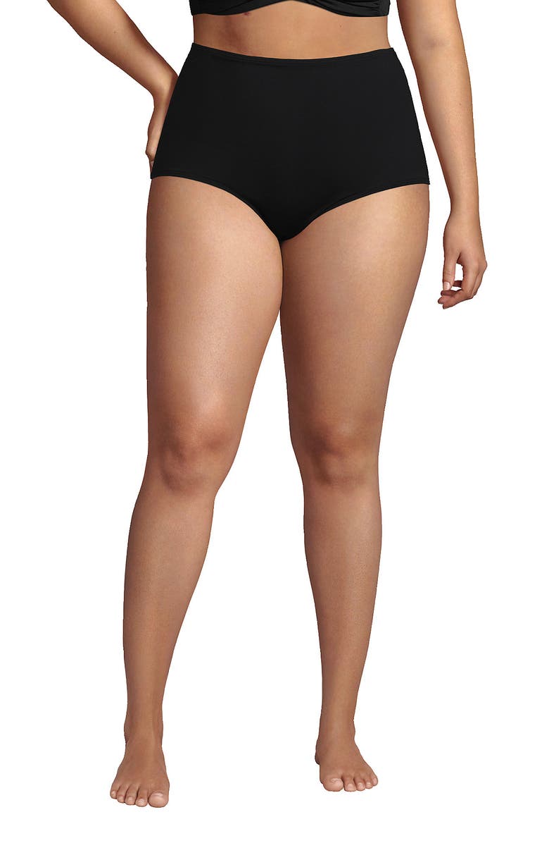 Lands' End Chlorine Resistant Tummy Control Tugless High Waisted Bikini Swim Bottoms, Main, color, 