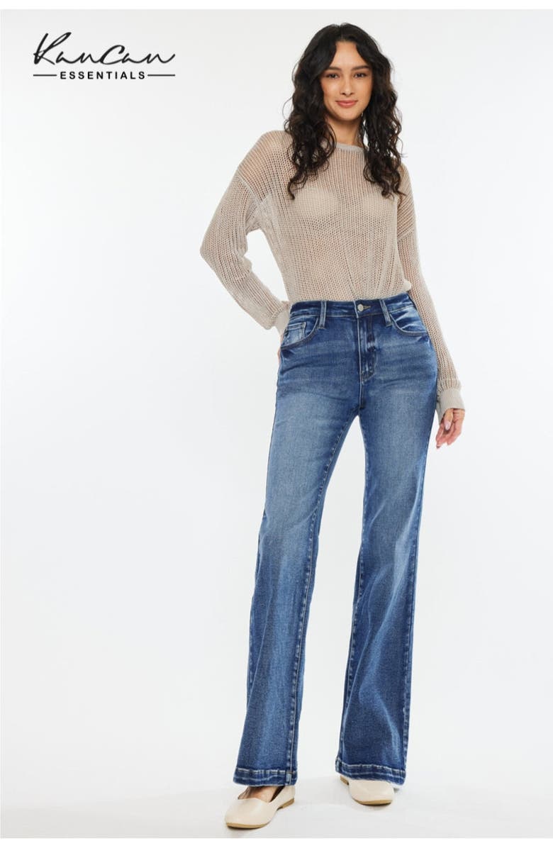 KanCan Avonlea Essentials High Rise Wide Leg Flare Jeans, Main, color, Dark Wash