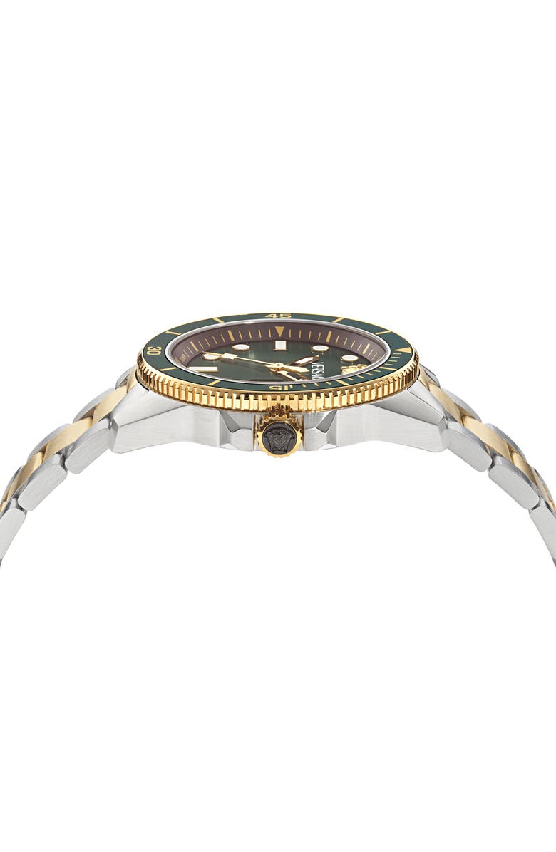 Versace Greca Force Two-Tone Bracelet Watch, 42mm, Alternate, color,