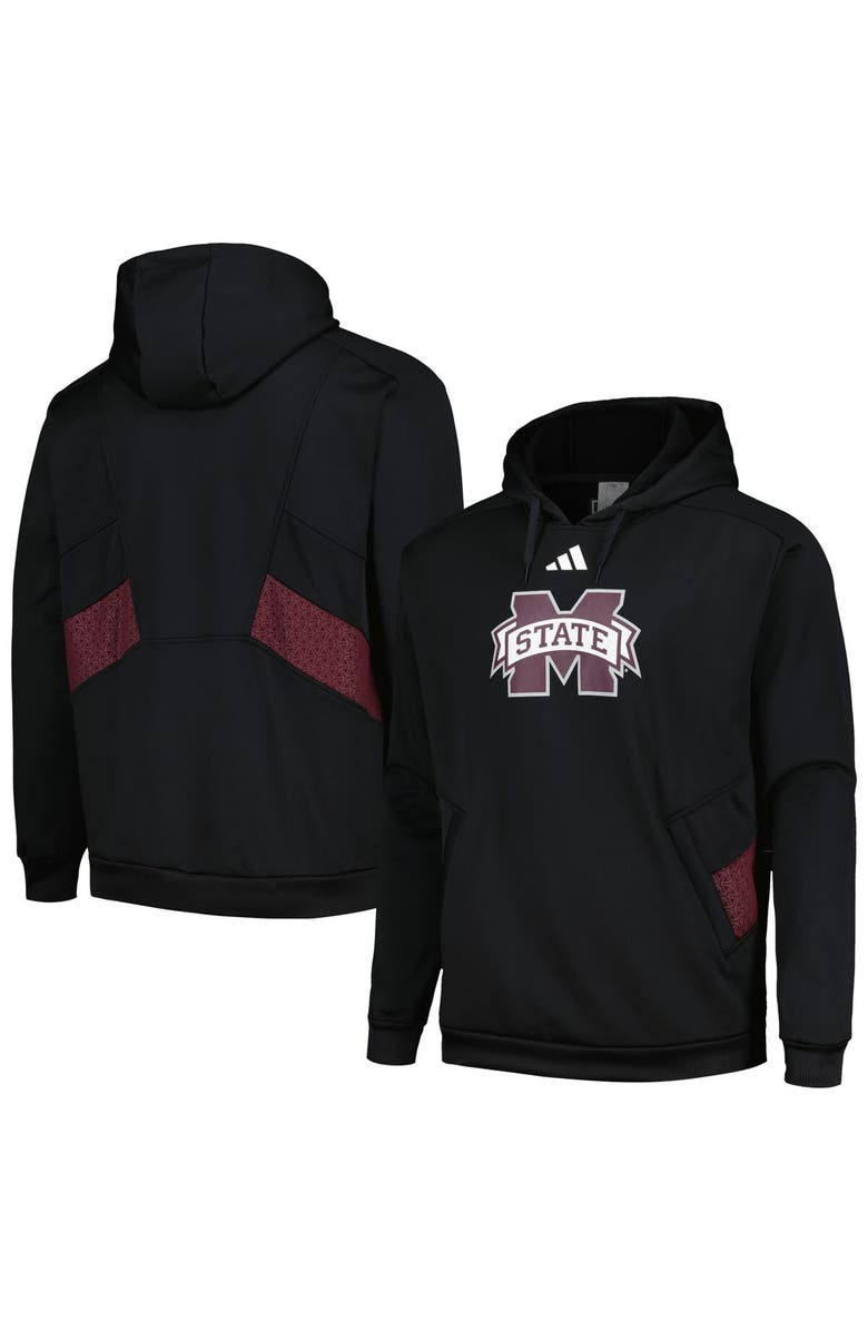 adidas Men's adidas  Black Mississippi State Bulldogs Travel AEROREADY Pullover Hoodie, Main, color, 