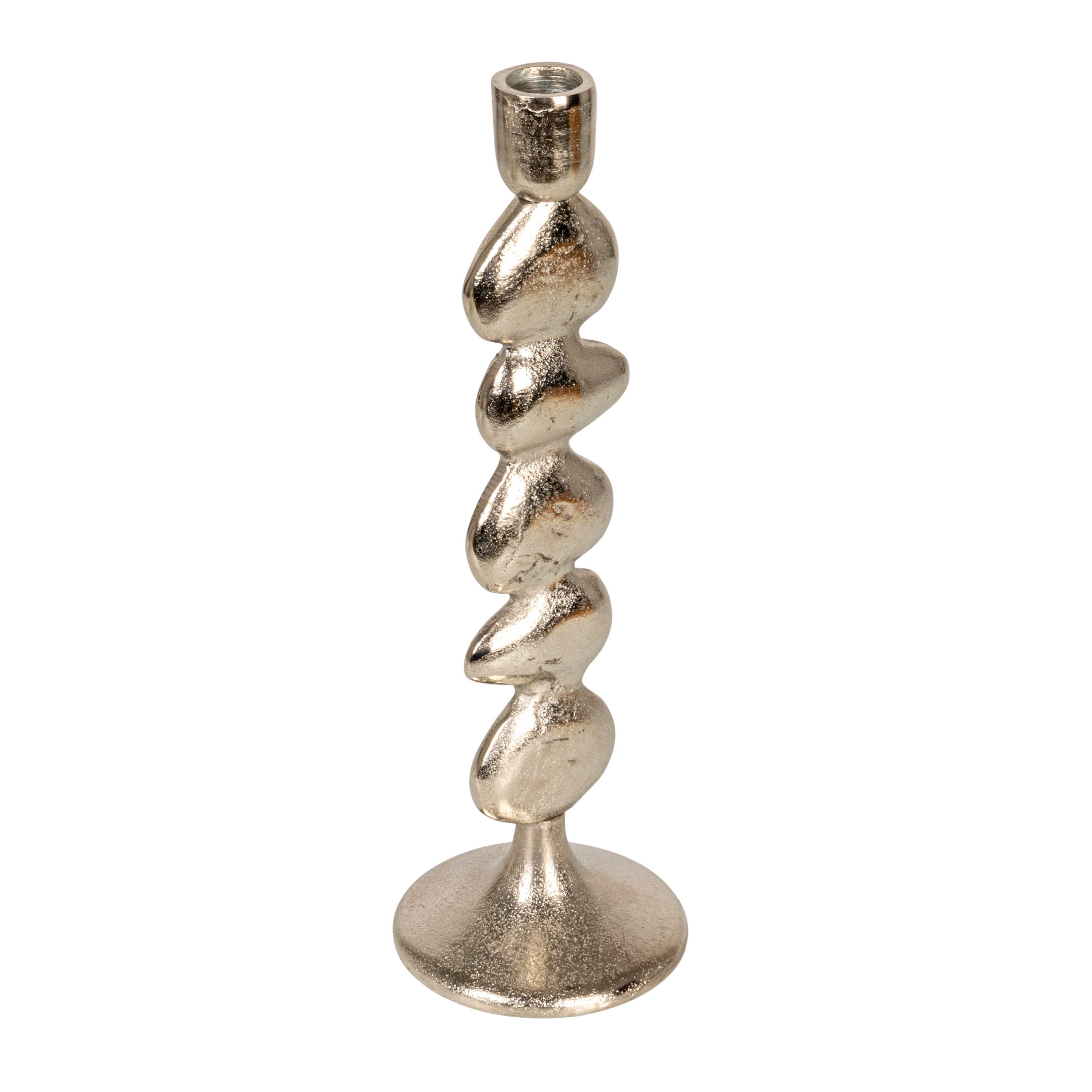Storied Home Tall Cast Aluminum Stacked Taper Holder, Silver Finish In Gold