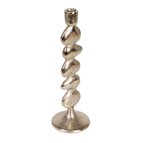 Tall Cast Aluminum Stacked Taper Holder, Silver Finish