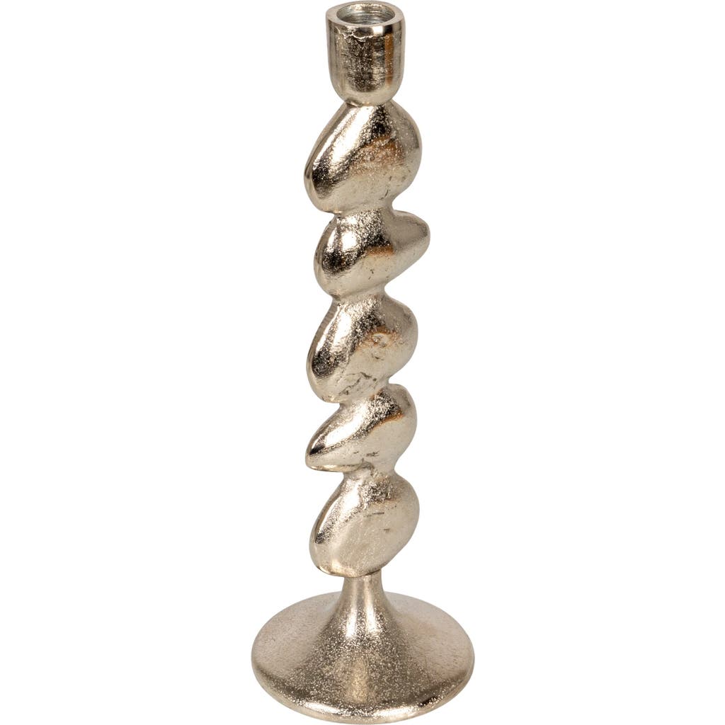 Storied Home Tall Cast Aluminum Stacked Taper Holder, Silver Finish In Gold