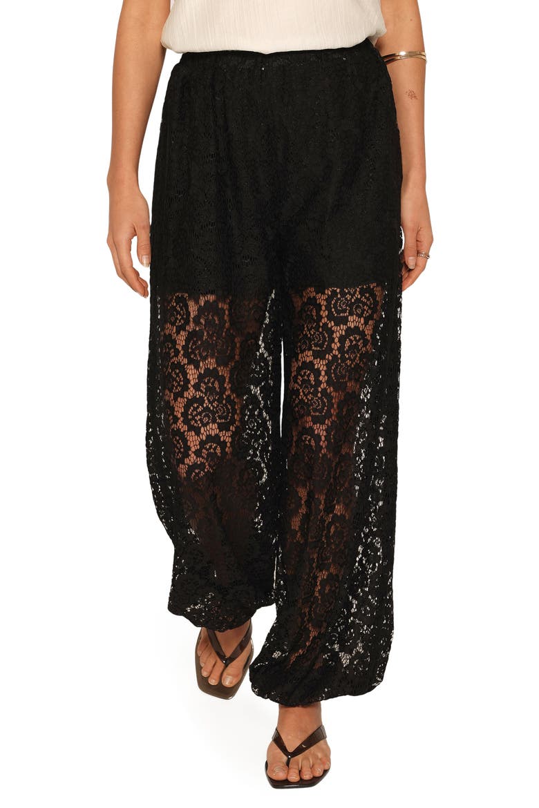 Chloe High Waist Balloon Lace Pants, Main, color, BLACK