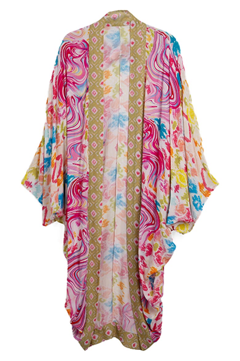 Mix Print Ruana, Alternate, color, PINK MULTI