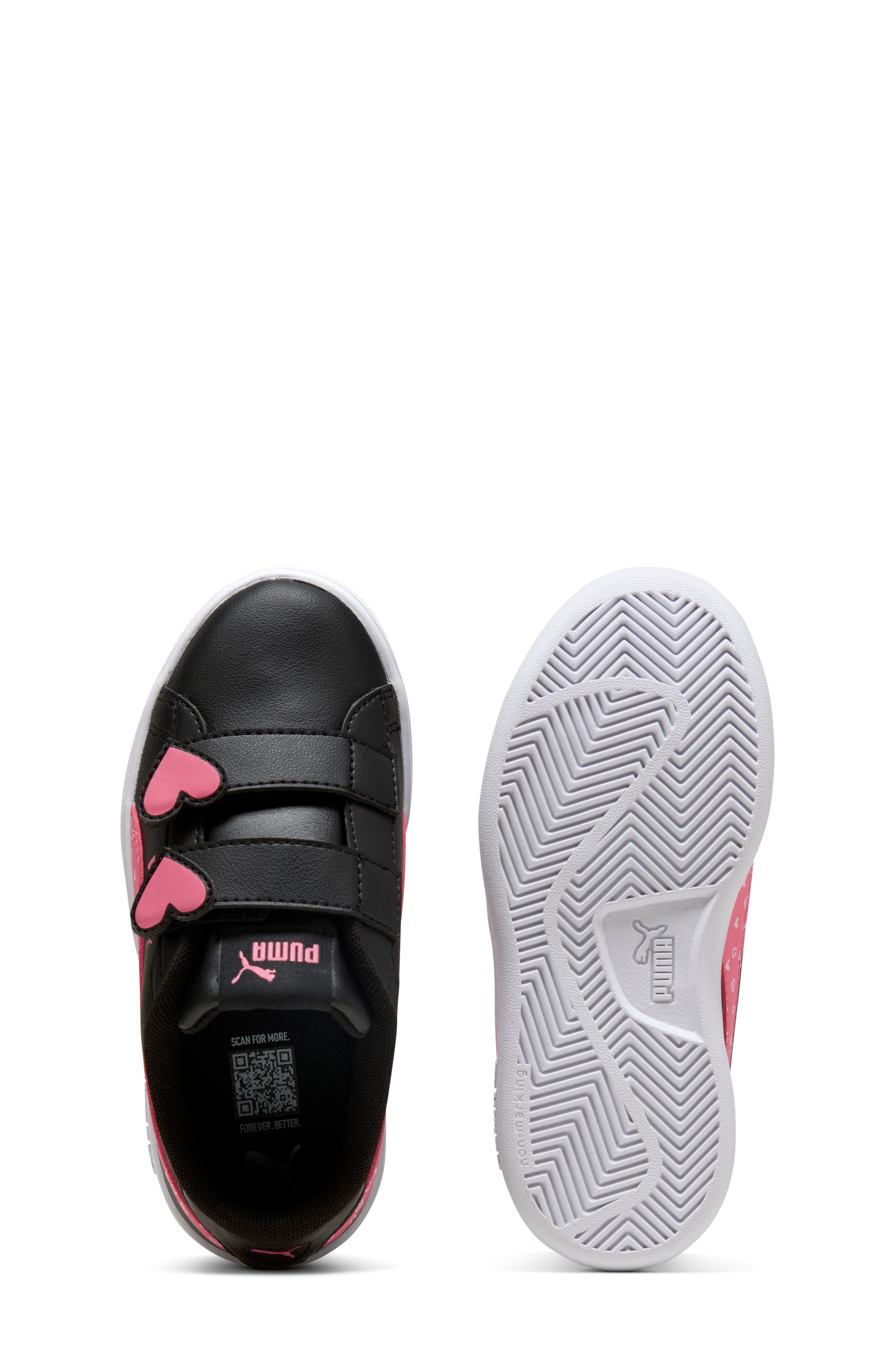 PUMA Kids' Smash 3.0 Hearty V Dual Strap Sneaker, Alternate, color, Puma Black/ Magic Rose