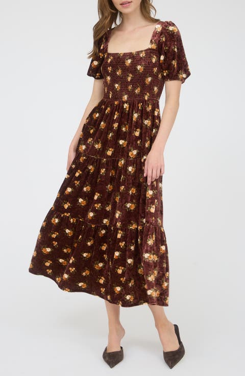 Puff Sleeve Midi Dress