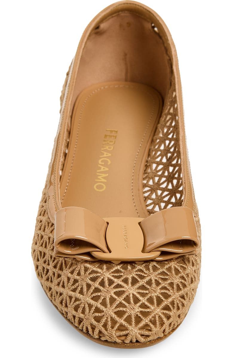 FERRAGAMO Macramé Vara Bow Pump, Alternate, color, Biscotto Soft Camel