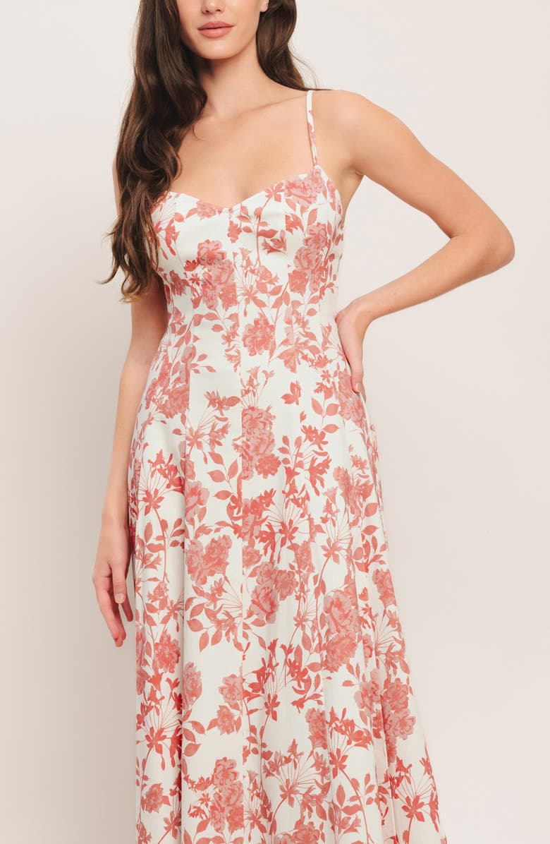 FLYING TOMATO Floral Midi Sundress, Alternate, color, Ivory Coral
