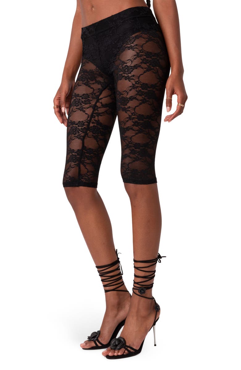 EDIKTED Gianna Sheer Lace Crop Leggings, Alternate, color, 