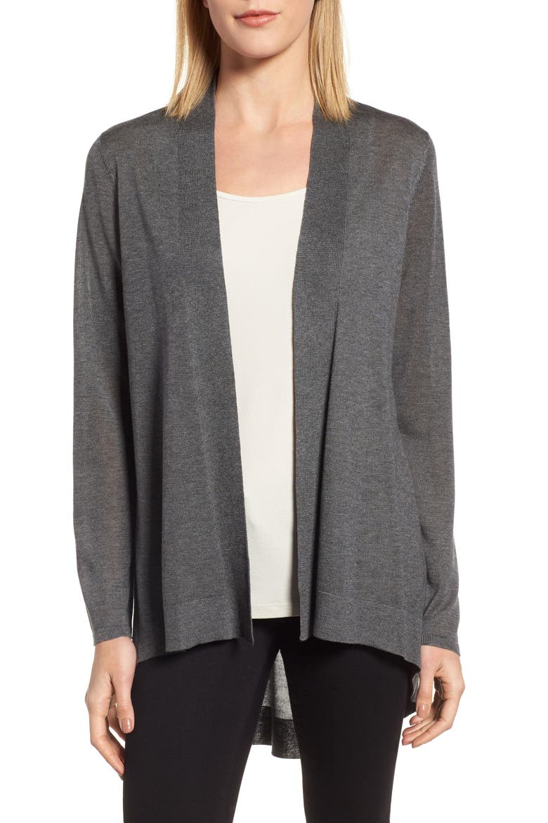 Tencel® Lyocell & Merino Wool Shaped Cardigan, Main, color, ASH