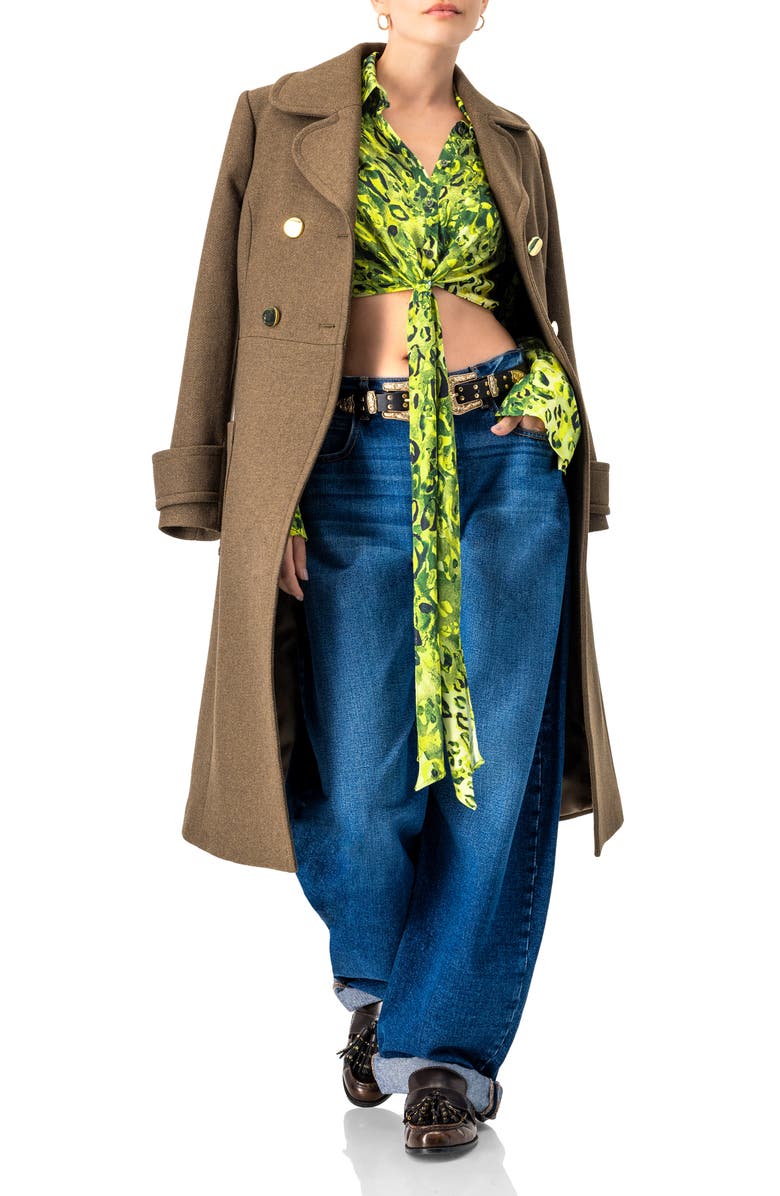 IVONNE Cropped Animal Print Shirt With Waist tie, Alternate, color, Green