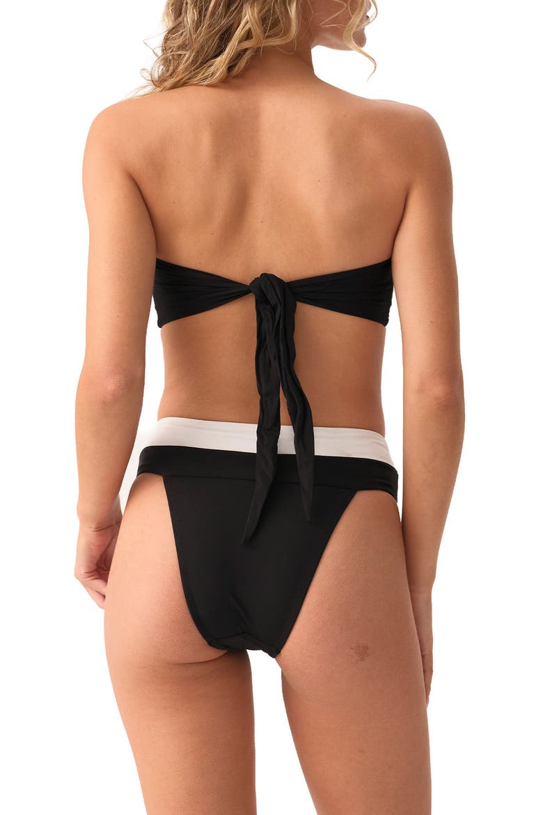 Colorblock Bandeau Bikini Top, Alternate, color, JET BLACK