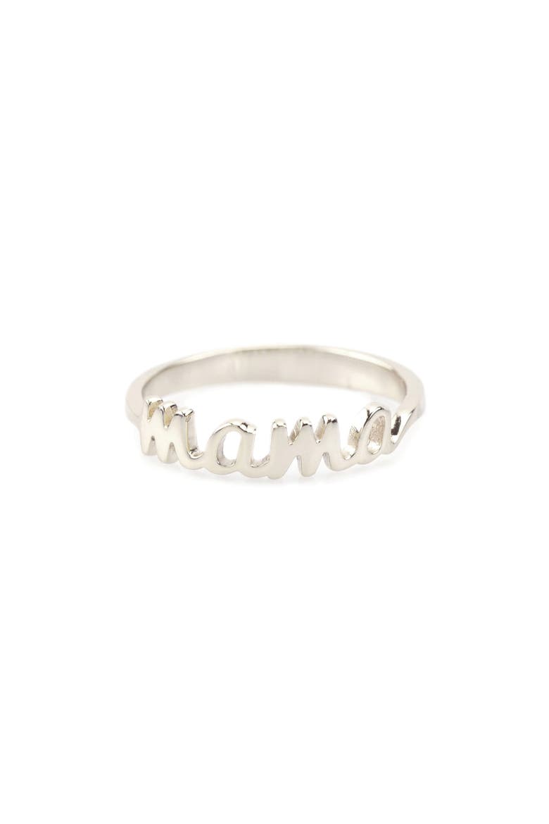 Mama Script Ring, Main, color, SILVER
