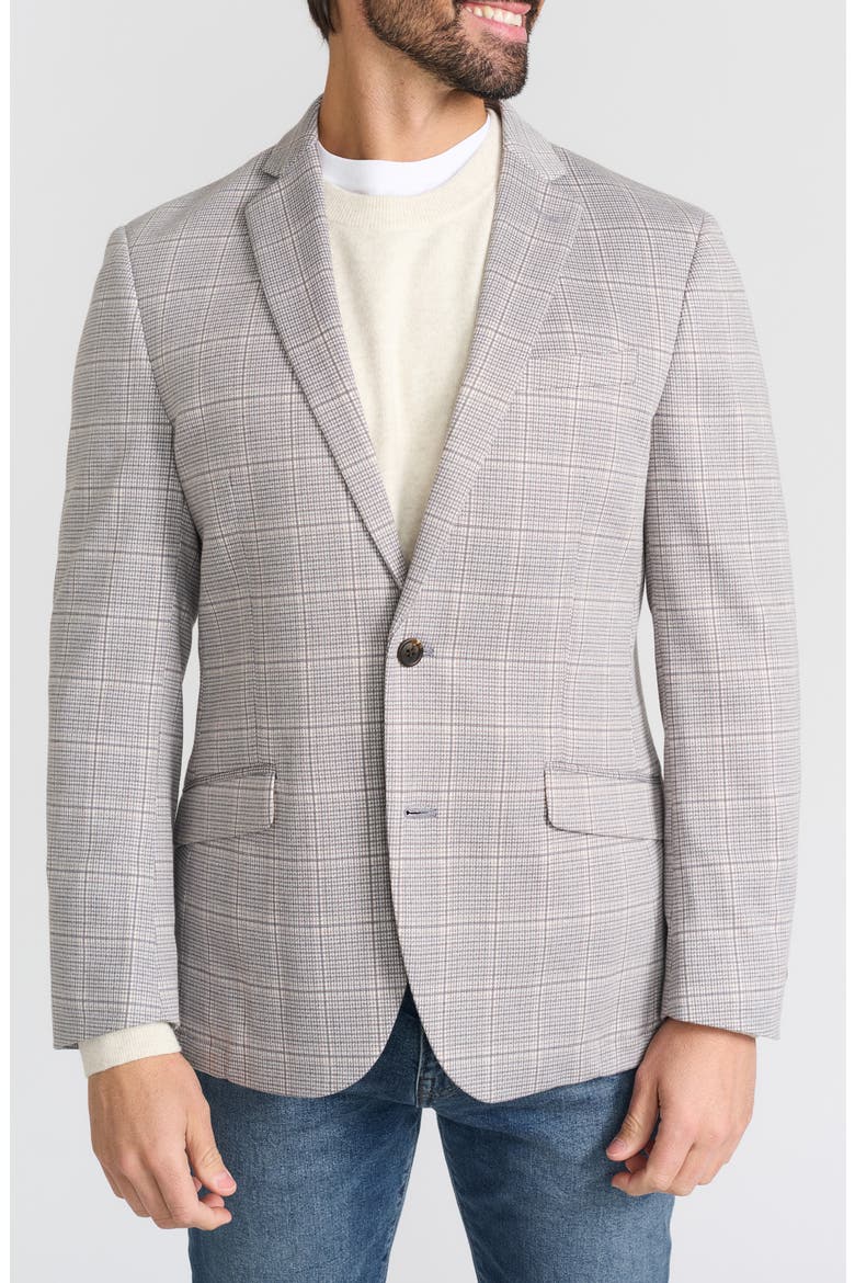 Windowpane Plaid Knit Sport Coat, Main, color, GREY