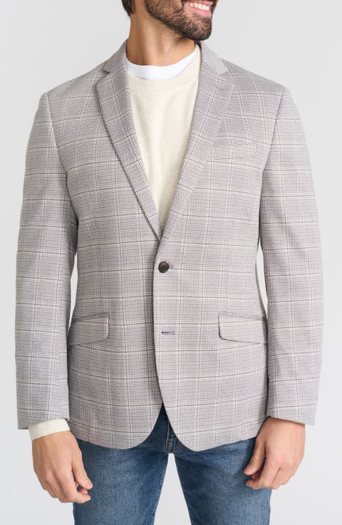 Windowpane Plaid Knit Sport Coat