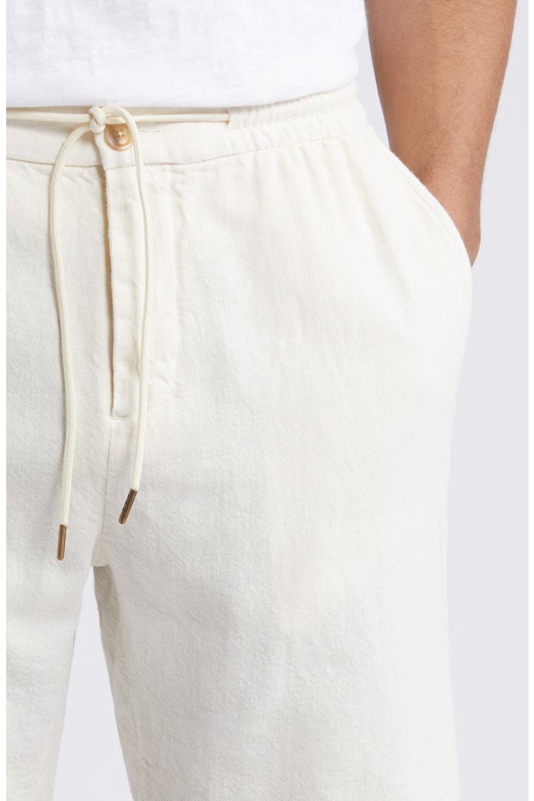 Archer Flat Front Cotton & Linen Shorts, Alternate, color, ECRU