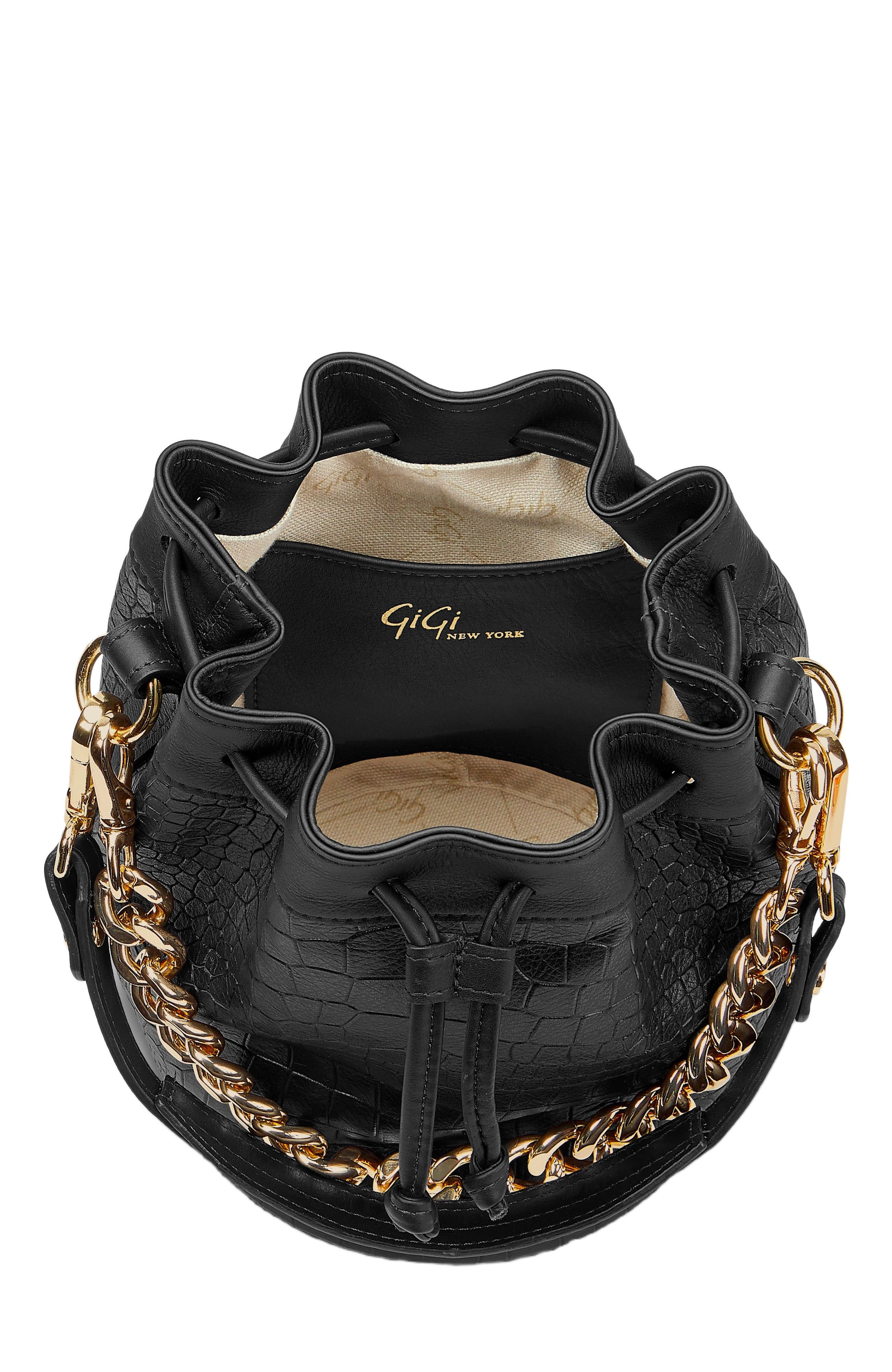 GiGi New York BROOKLYN BUCKET BAG, Alternate, color, Black Embossed Croc