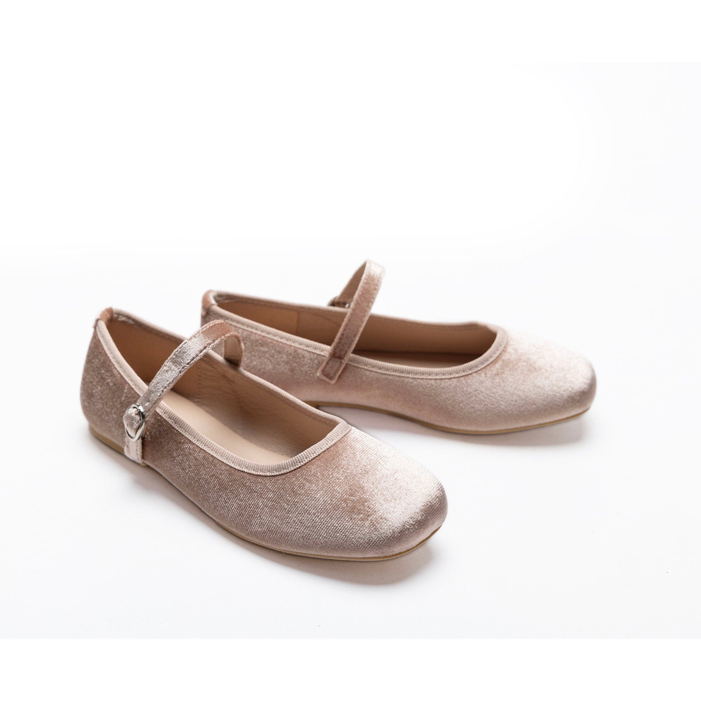 Michelle Satin Velvet Flats, Alternate, color, Powder