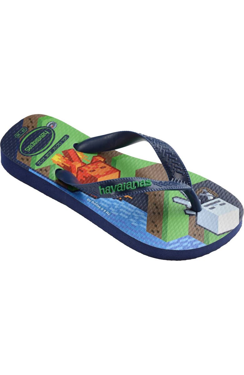 Havaianas Kids' Minecraft Flip Flop, Main, color, Navy Blue