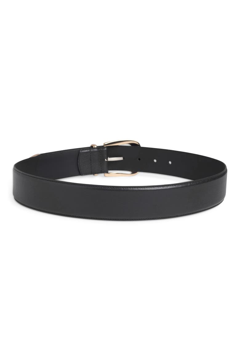 Margaret 42mm Leather Belt, Main, color, BLACK/ POLISHED GOLD