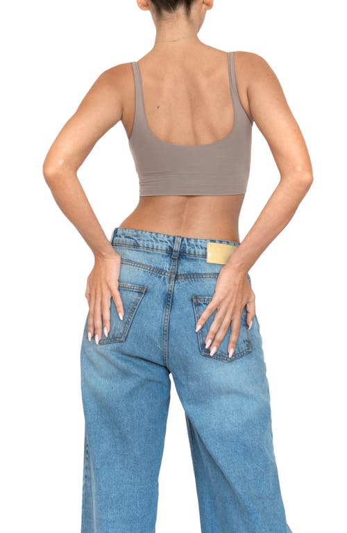 Noody Seamless Body Smooth Scoop Neck Top In Gray