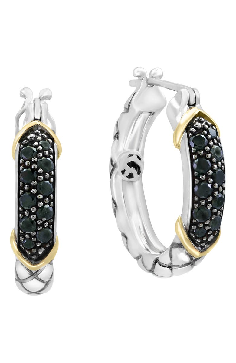 EFFY Sterling Silver & 14K Gold Black Diamond Hoop Earrings - 0.45ct., Main, color, Black