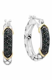 EFFY Sterling Silver & 14K Gold Black Diamond Hoop Earrings - 0.45ct.