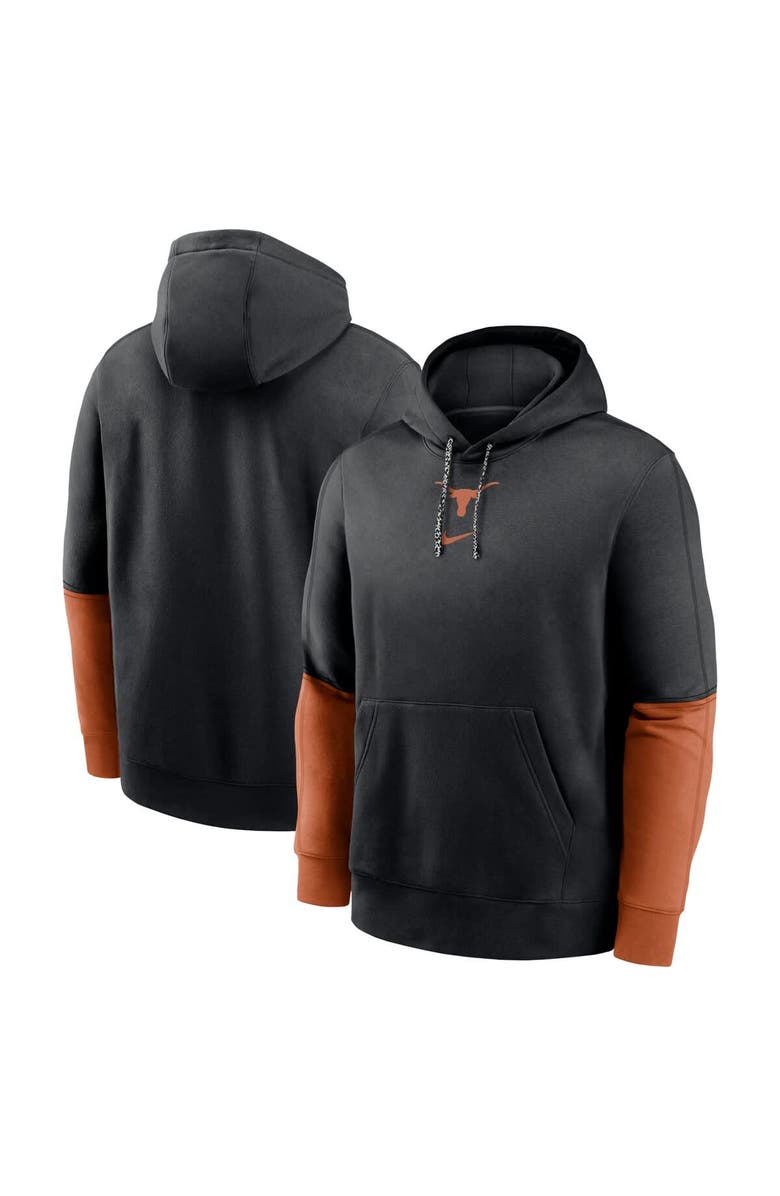 Nike Men's Nike Black/Burnt Orange Texas Longhorns 2024 Sideline Club Pullover Hoodie, Main, color, 